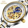moon phase tourbillon automatic mechanical stainless steel wrist